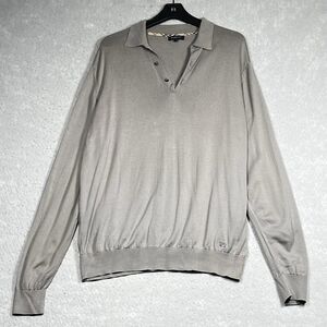 Vintage Burberry London Polo Shirt Men’s XL Gray Long Sleeve Sweater (Read Des)